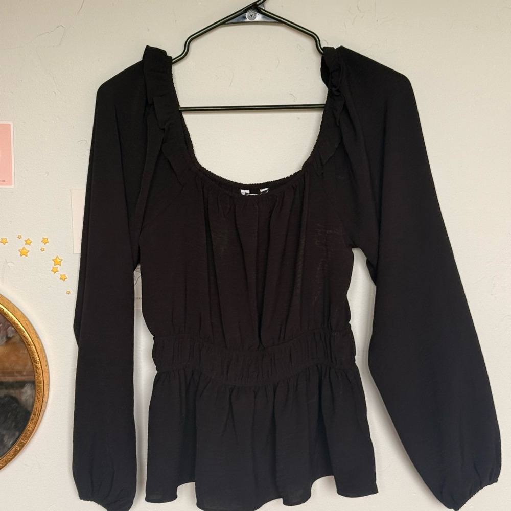 Nine West Black Ruffled Blouse